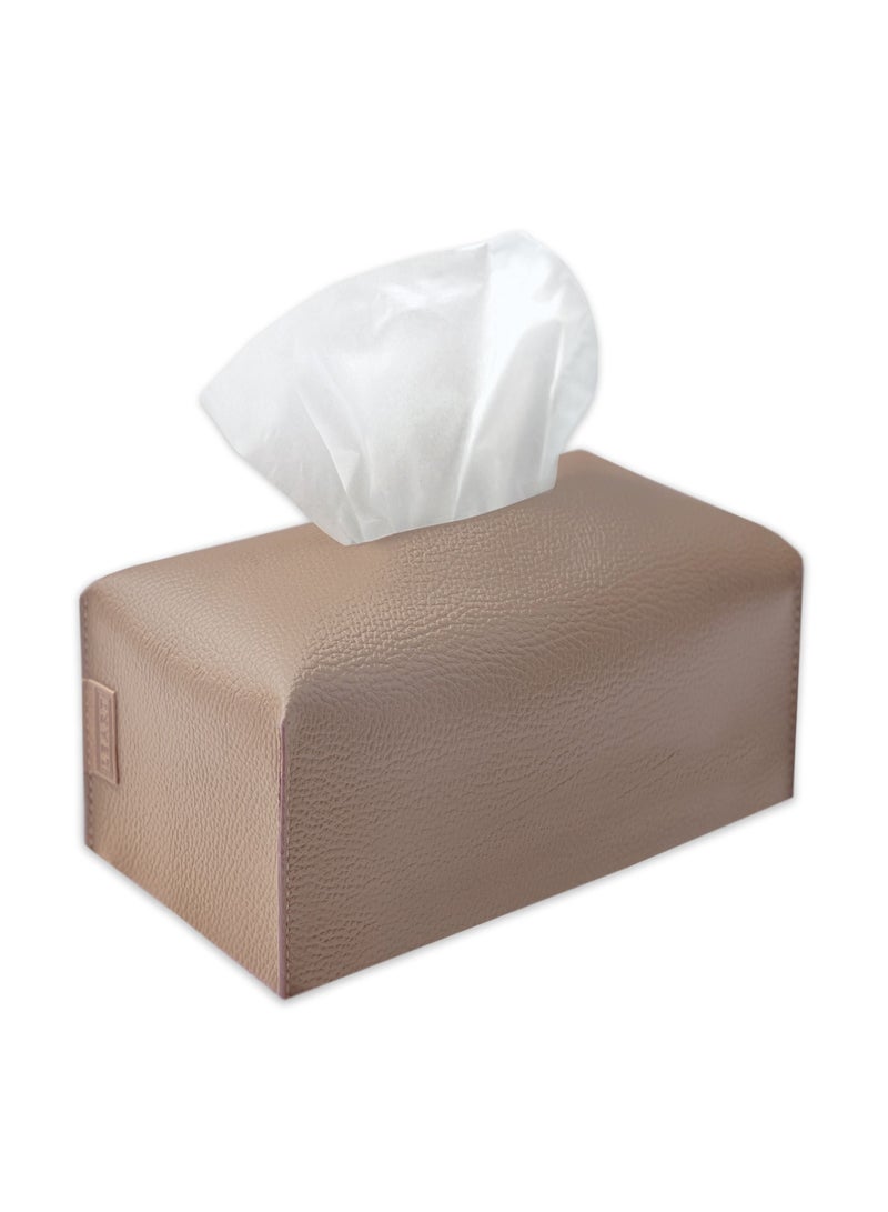 LeArt Leather Tissue Box Cover – Home Decorations for Living Room, Bedroom and Office | Car Tissue Holder | Tissue Holder | Tissue Box Holder for Car | Tissue Box Cover for Car (Sand)  - Image 1