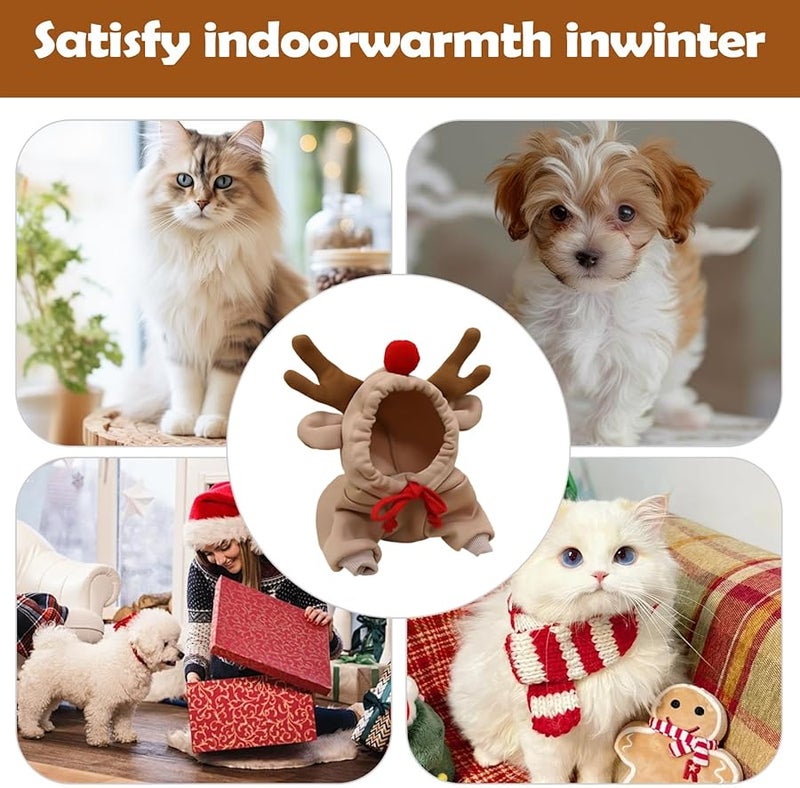 Large Moose Dog Costume 3D Reindeer Ears Hoodie Warm Christmas Holiday Party Outfit - Image 5