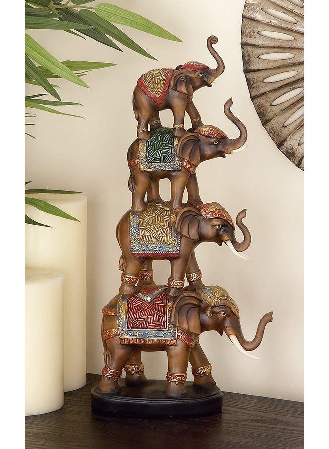 Deco 79 Polystone Elephant Decorative Sculpture Home Decor Statue, Accent Figurine 9" X 4" X 18", Brown - Image 2