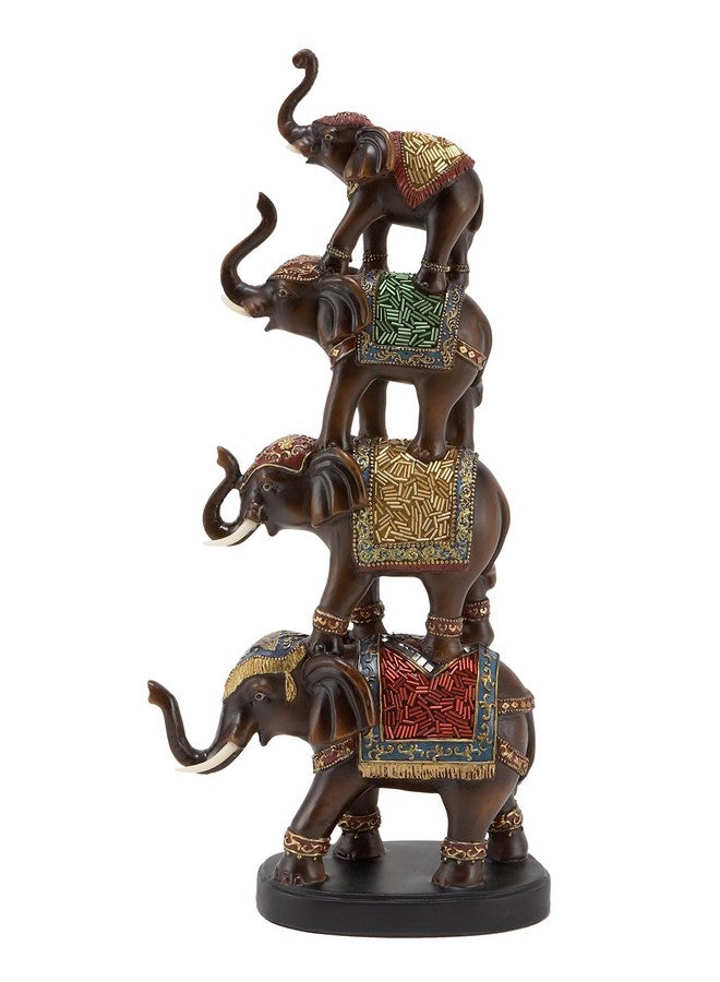 Deco 79 Polystone Elephant Decorative Sculpture Home Decor Statue, Accent Figurine 9" X 4" X 18", Brown - Image 1