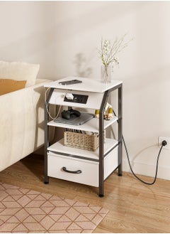 ADEBOLA Large-capacity MDF Engineering Board Storage Home Bedside Coffee Table And Nightstand With Drawer and With Socket  - Image 1