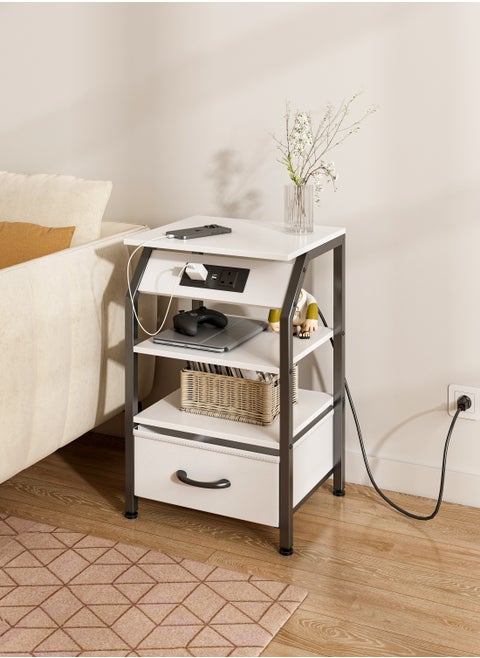 Large-capacity MDF Engineering Board Storage Home Bedside Coffee Table And Nightstand With Drawer and With Socket