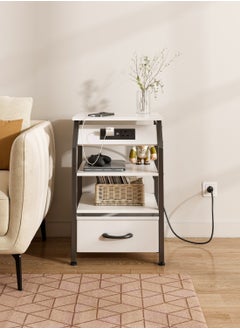 ADEBOLA Large-capacity MDF Engineering Board Storage Home Bedside Coffee Table And Nightstand With Drawer and With Socket  - Image 2
