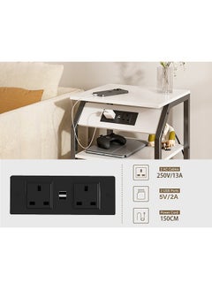 ADEBOLA Large-capacity MDF Engineering Board Storage Home Bedside Coffee Table And Nightstand With Drawer and With Socket  - Image 3