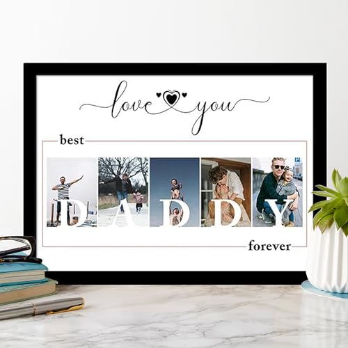 SNAP ART Father's Day Picture Collage for DAD, Personalized Photo with Photo Upload Collage Best Dad Frame For Living Room, Decorative Home Décor Wall Hanging (A4) - Image 2