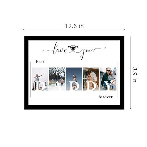SNAP ART Father's Day Picture Collage for DAD, Personalized Photo with Photo Upload Collage Best Dad Frame For Living Room, Decorative Home Décor Wall Hanging (A4) - Image 4