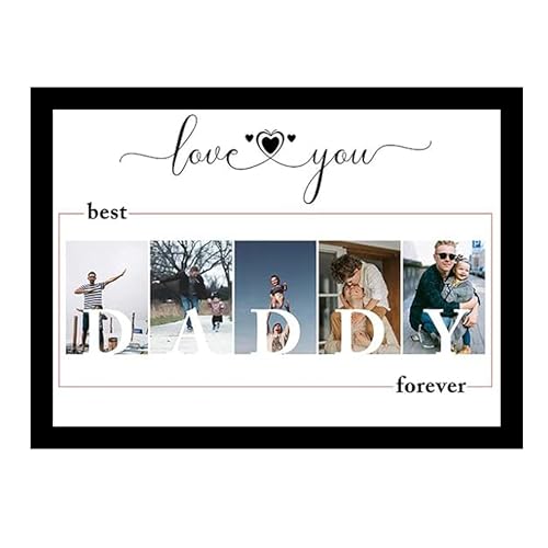 SNAP ART Father's Day Picture Collage for DAD, Personalized Photo with Photo Upload Collage Best Dad Frame For Living Room, Decorative Home Décor Wall Hanging (A4) - Image 1