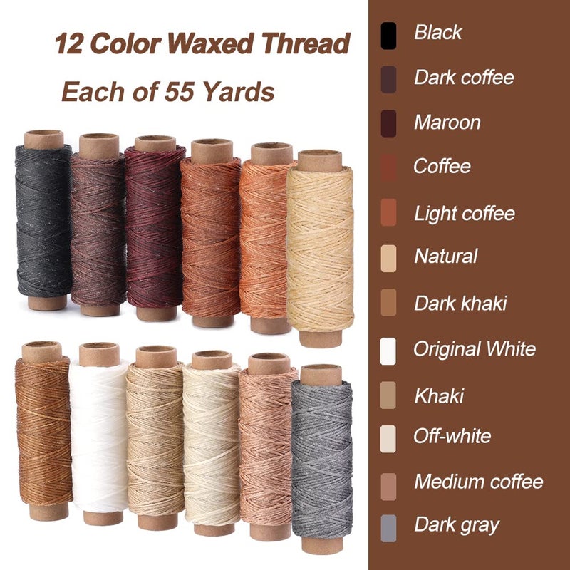 Butuze 660 Yards Leather Sewing Waxed Thread 150D 55 Yards Per Spool Stitching Thread for Leather Craft DIY, Bookbinding,Shoe Repairing,Leather Sewing - Image 2