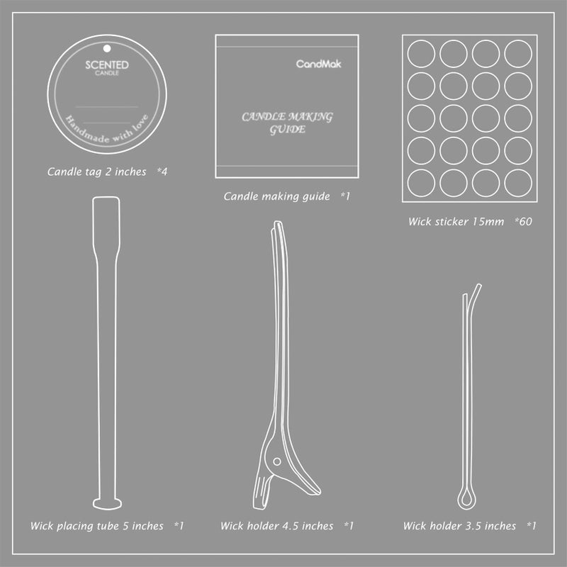 CandMak Candle Wick Kit - 60 Cotton Wicks with Candle Making Tools (Thin, 6 inches) - Image 3
