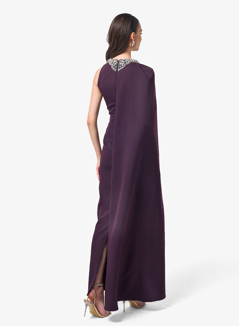 Threadz by Ajooni Sleeveless Cape Detailed Maxi Dress - Image 2