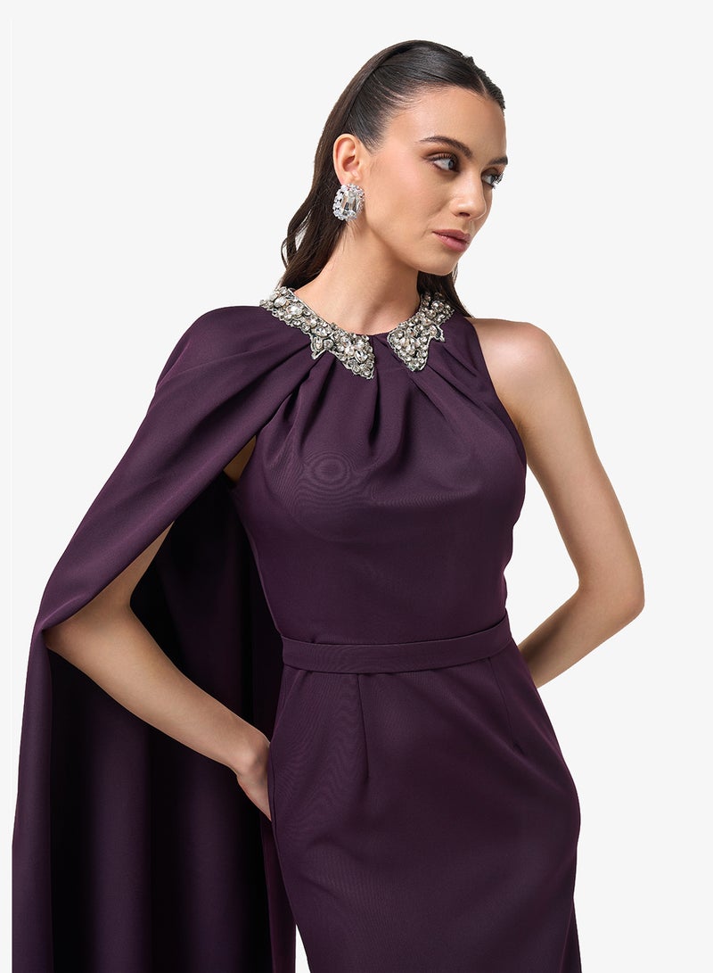 Threadz by Ajooni Sleeveless Cape Detailed Maxi Dress - Image 3