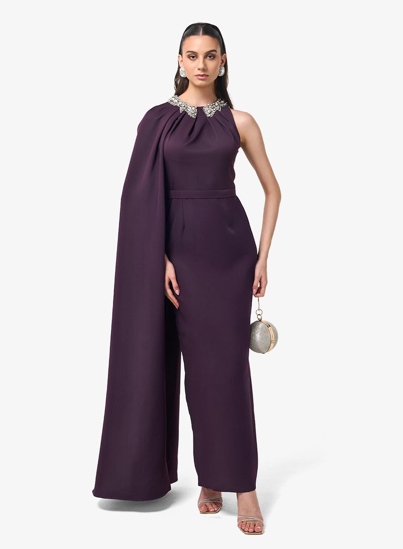 Threadz by Ajooni Sleeveless Cape Detailed Maxi Dress - Image 1