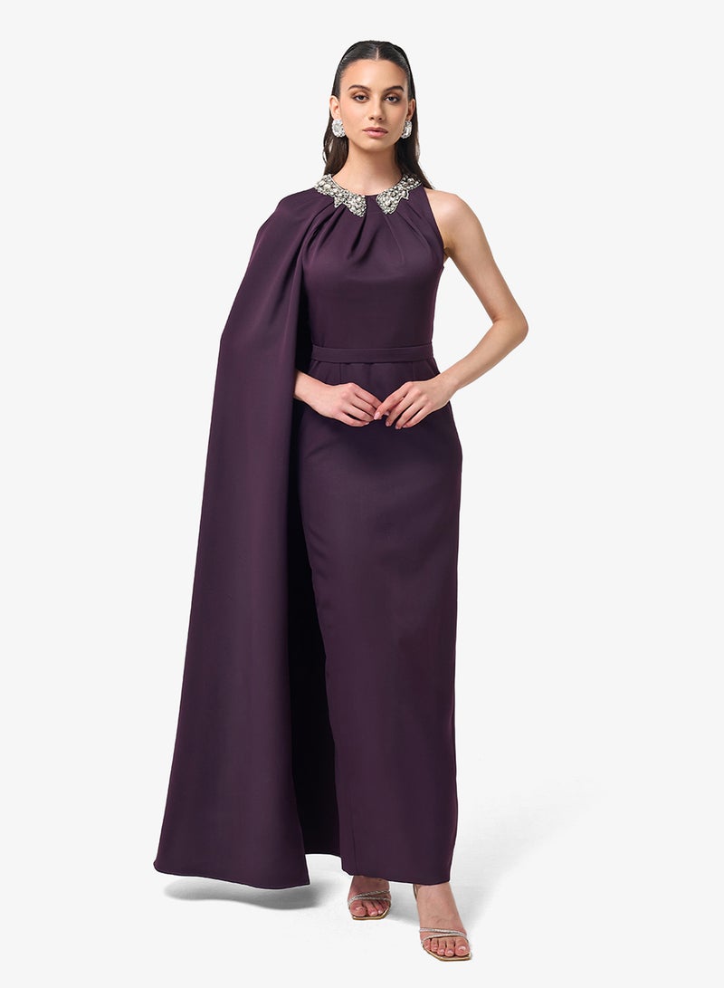 Threadz by Ajooni Sleeveless Cape Detailed Maxi Dress - Image 4