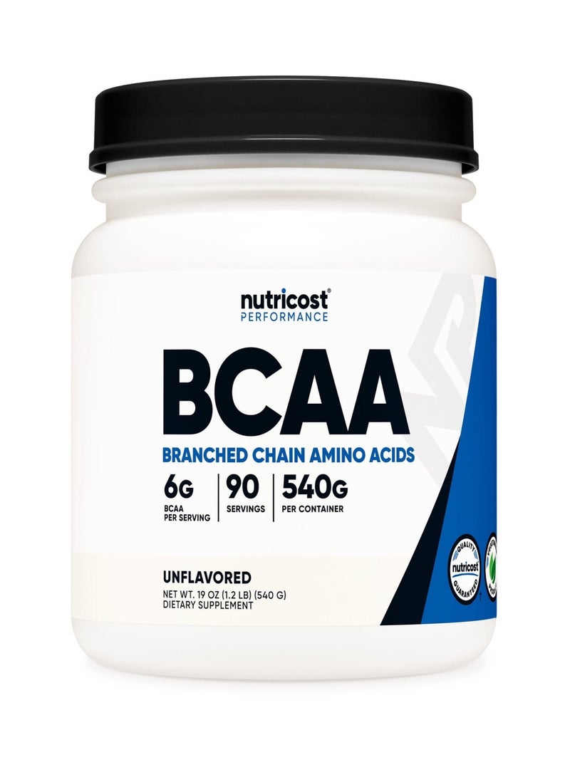 BCAA - (أحماض أمينية متفرعة السلسلة)، 6 جرام من BCAA لكل حصة | 90 حصة | 540 جرام لكل عبوة - بدون نكهة، الوزن الصافي 19.3 أونصة (1.2 رطل) 540 جرام - Image 1