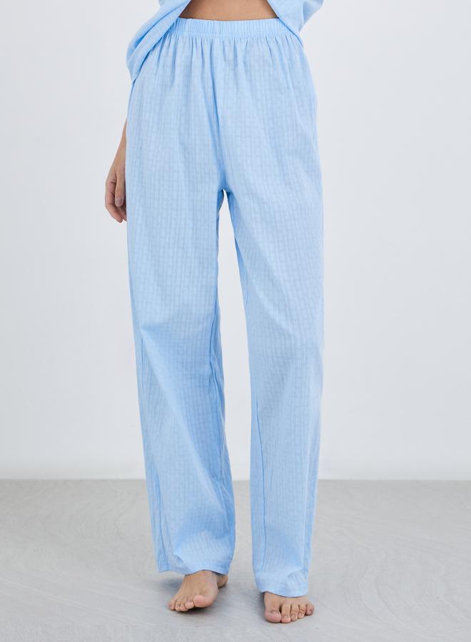 Styli Textured Cotton Ruffle Neck Top and Pyjama Set - Image 5