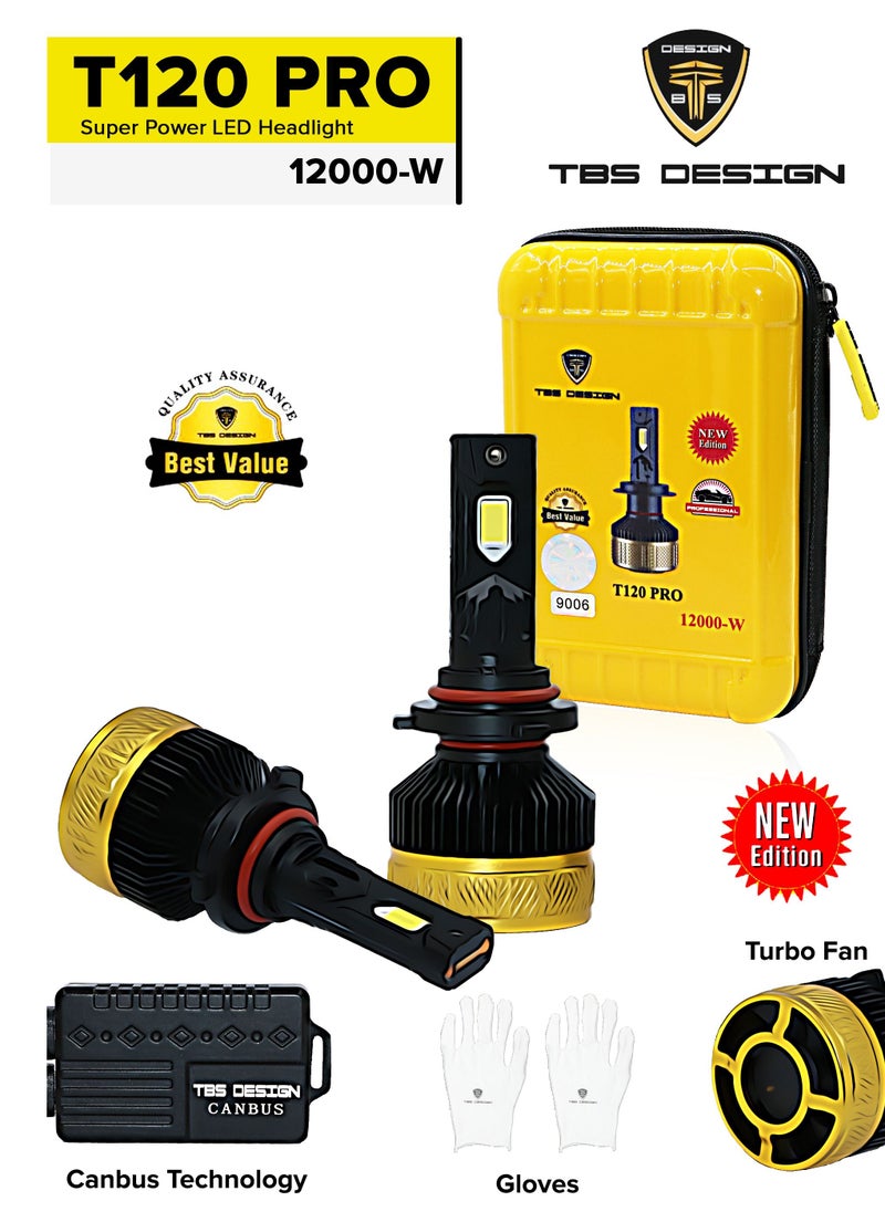 TBS DESIGN 2 Pieces H3 240W LED Headlight Bulb Assembly 24000 Lumens Xtreme Bright With Color Temperature 6500K 