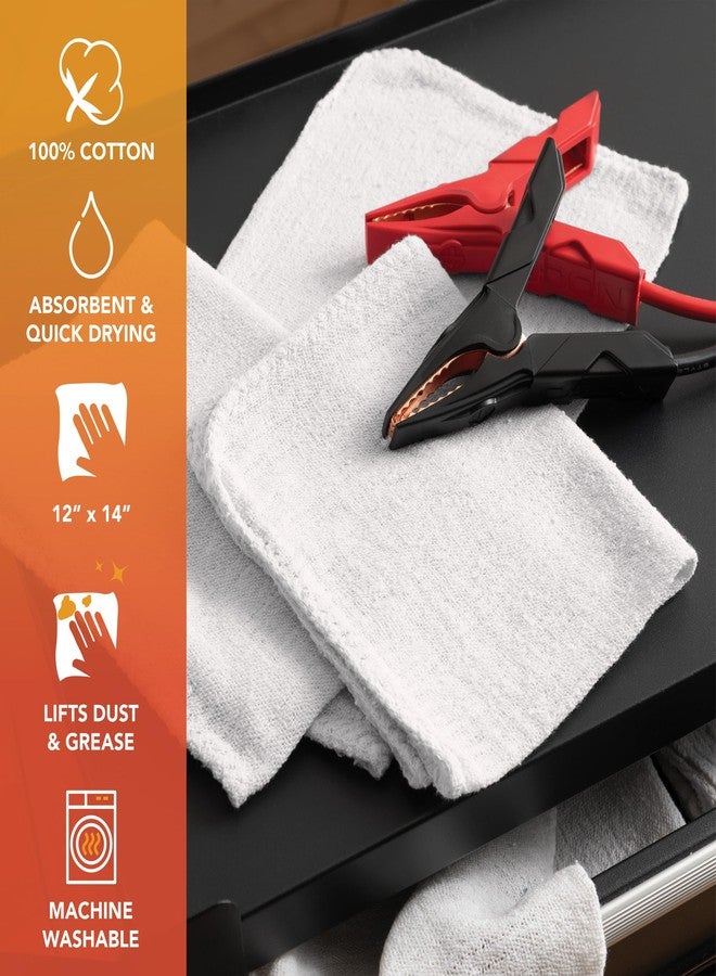 Arkwright, LLC Arkwright Multipurpose Shop Towels - (Bulk Pack of 50) Absorbent & Quick Drying 100% Cotton Cleaning Shop Rags for Mechanic, Automotive, Restaurant, and Housekeeping, 12x14 in, White - Image 2