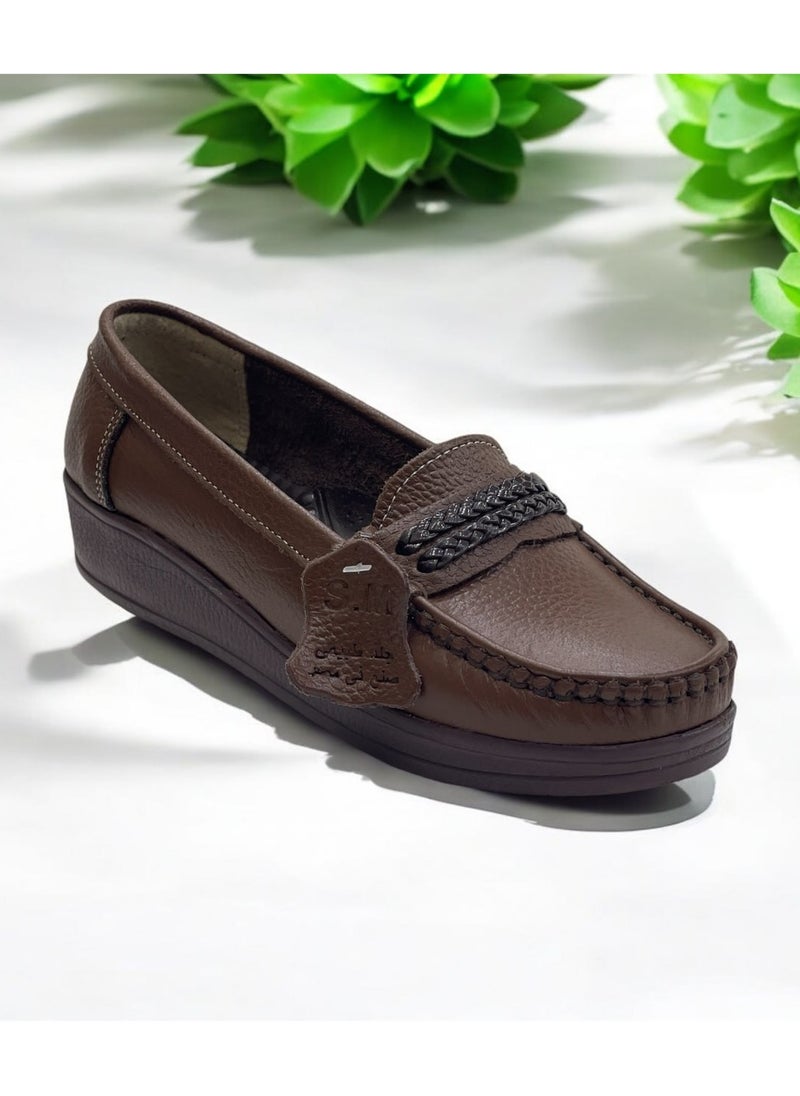 PACIFIC Brown leather Women Slip On Shoes Medical insole high quality size 41 