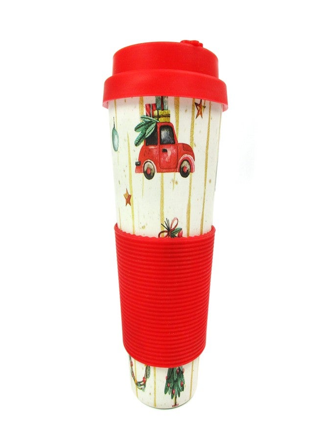 TINYMILLS Christmas Tree Red Vintage Truck Holiday 14oz Travel Mug - Eco-Friendly Reusable Plant Fiber Travel Mug Birthday Gift Stocking Stuffer Teacher Coach Gift - Image 2