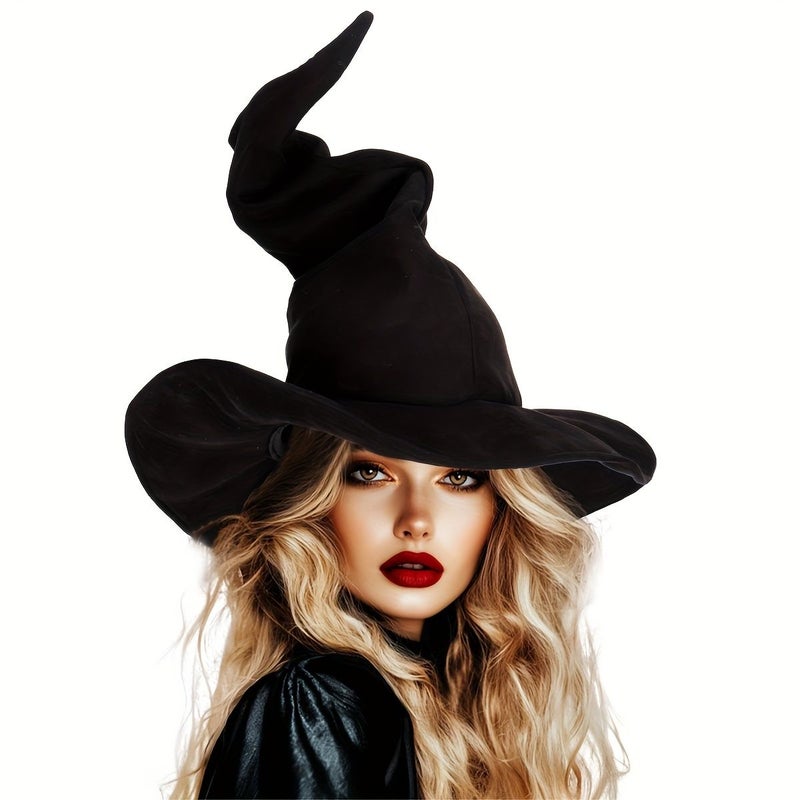A Black Halloween Wizard Hat For Costume Parties Cosplay Events And Twisting Witch Hat Decoration - Image 1