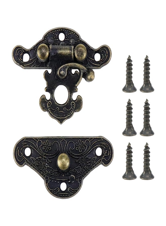 Mcredy Vintage Latch Hasp,Small Size Jewelry Box Antique Buckle Wooden Box Latch Retro Decorative Hasp Latch Buckle,Pack of 5 - Image 2