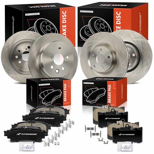 A-Premium Front and Rear Vented Disc Brake Rotors + Ceramic Pads Kit Compatible with Select Lexus Models - IS200t 2016, IS300, IS350, GS300, GS350, GS450h, RC200t, RC300, RC350, 12-PC Set - Image 1