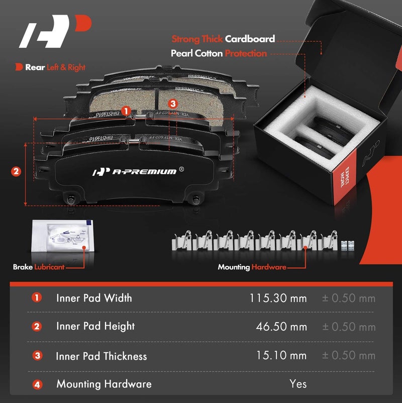 A-Premium Front and Rear Vented Disc Brake Rotors + Ceramic Pads Kit Compatible with Select Lexus Models - IS200t 2016, IS300, IS350, GS300, GS350, GS450h, RC200t, RC300, RC350, 12-PC Set - Image 5