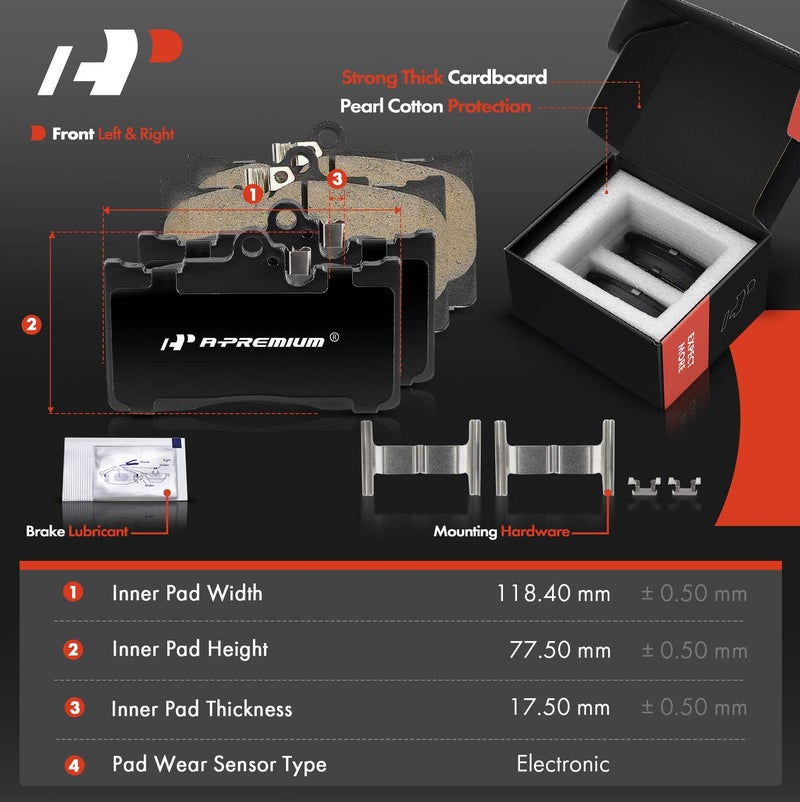 A-Premium Front and Rear Vented Disc Brake Rotors + Ceramic Pads Kit Compatible with Select Lexus Models - IS200t 2016, IS300, IS350, GS300, GS350, GS450h, RC200t, RC300, RC350, 12-PC Set - Image 4