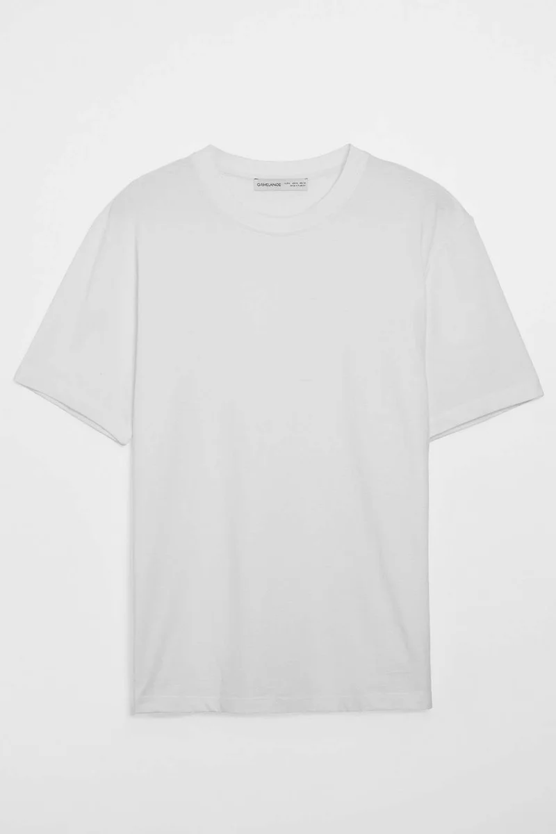 جريميلانج Solo Men's Jersey 100% Organic Cotton Thick Textured Comfort Fit White T-shirt