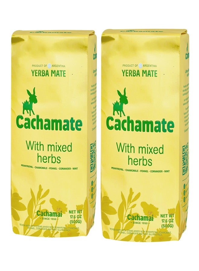 CACHAMATE Yerba Mate con Mezcla de Hierbas 500 gr. - 2 Pack / Yerba Mate Tea with Herbal Blend 1.1 lbs. - 2 Pack - Image 1