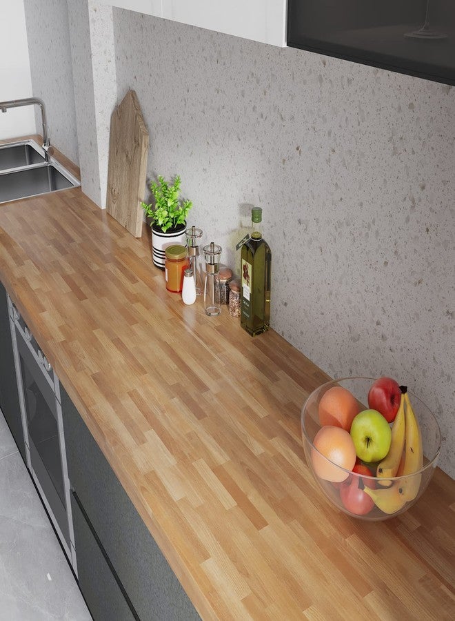 CRE8TIVE Brown Butcher Block Contact Paper for Countertops Waterproof Shiplap Peel and Stick Wallpaper Removable Self Adhesive Wood Contact Paper Vinyl Wrap for Kitchen Cabinets Shelf Liner 12"x80" - Image 2