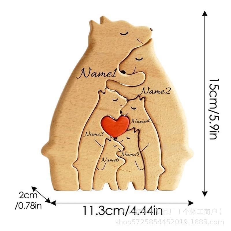 Popular E-Commerce Wooden Puzzle Mother And Child Bear Suit Crafts Decoration Diy Mother'S Day Gift - Image 3