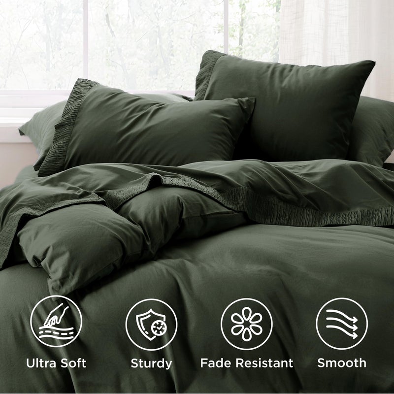 Bedsure Full Size Bed Sheets - 4 Pieces Soft Full Sheet Set - Breathable & Cooling - Hotel Luxury - Easy Care Polyester Microfiber Bedding for Women, Men, Olive Green - Image 3