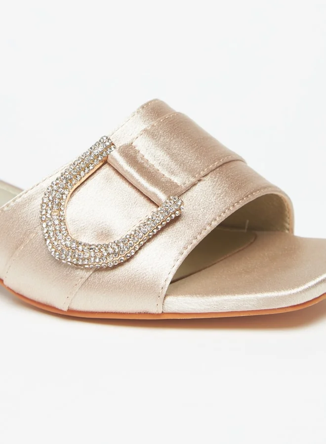 فلورا بيلا Women's Embellished Slip-On Sandals with Block Heels