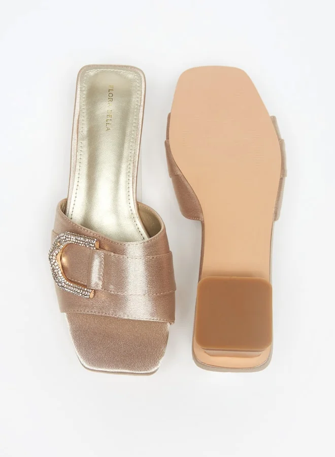 فلورا بيلا Women's Embellished Slip-On Sandals with Block Heels
