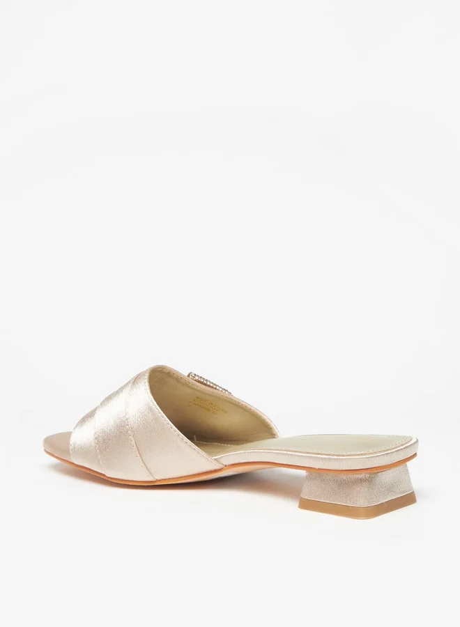فلورا بيلا Women's Embellished Slip-On Sandals with Block Heels