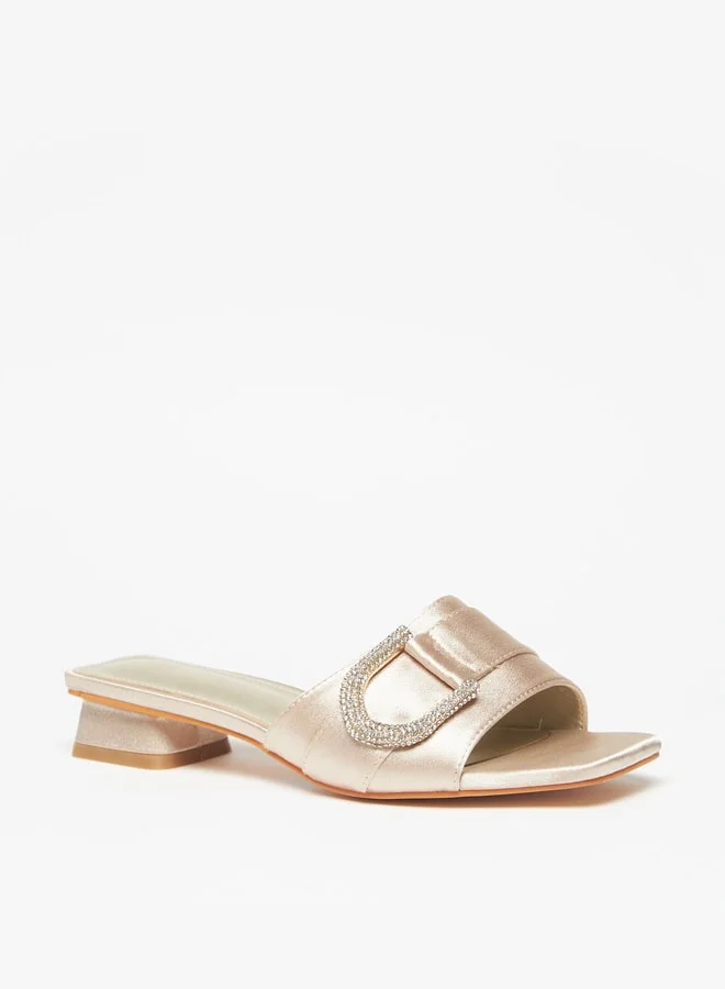 فلورا بيلا Women's Embellished Slip-On Sandals with Block Heels