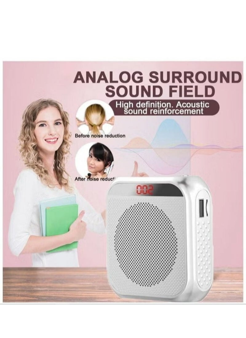 Portable Rechargeable Voice Amplifier with Wired Microphone Headset（white）  - Image 2