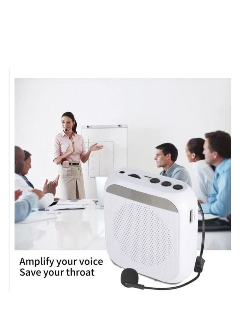 Portable Rechargeable Voice Amplifier with Wired Microphone Headset（white）  - Image 3