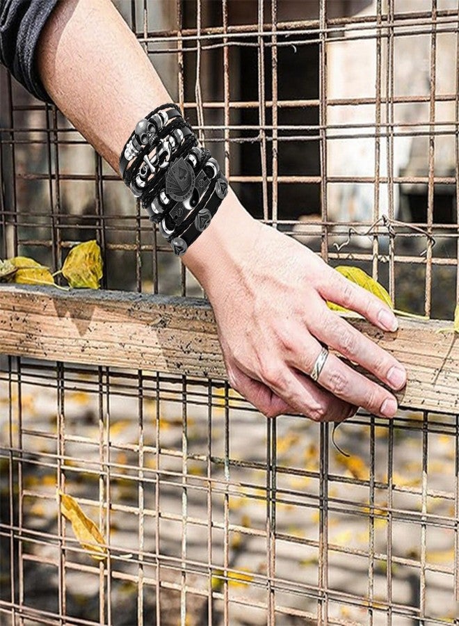 KalamkariX Punk Bracelet Set, Black Leather Hand Bands for Men and Women, Adjustable Wristbands for Punk Music Lovers, Gothic Style, Rock Climbing, Motorcycle Riding, Gift Giving - Image 5