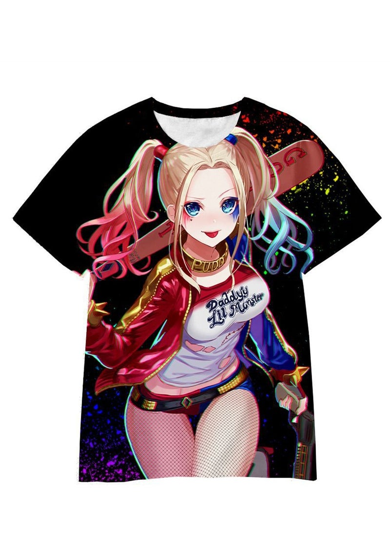 Cartoon Harley Quinn 3D digital printing personalized breathable children's T-shirt for adults and children - Image 1