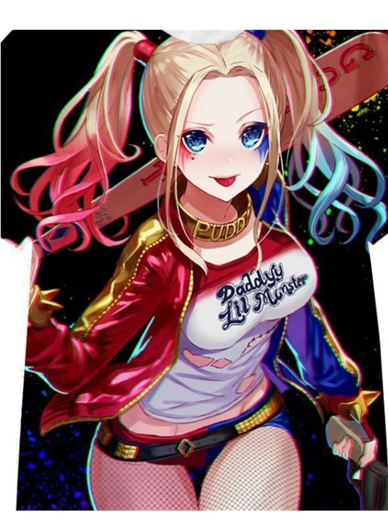 Cartoon Harley Quinn 3D digital printing personalized breathable children's T-shirt for adults and children - Image 3