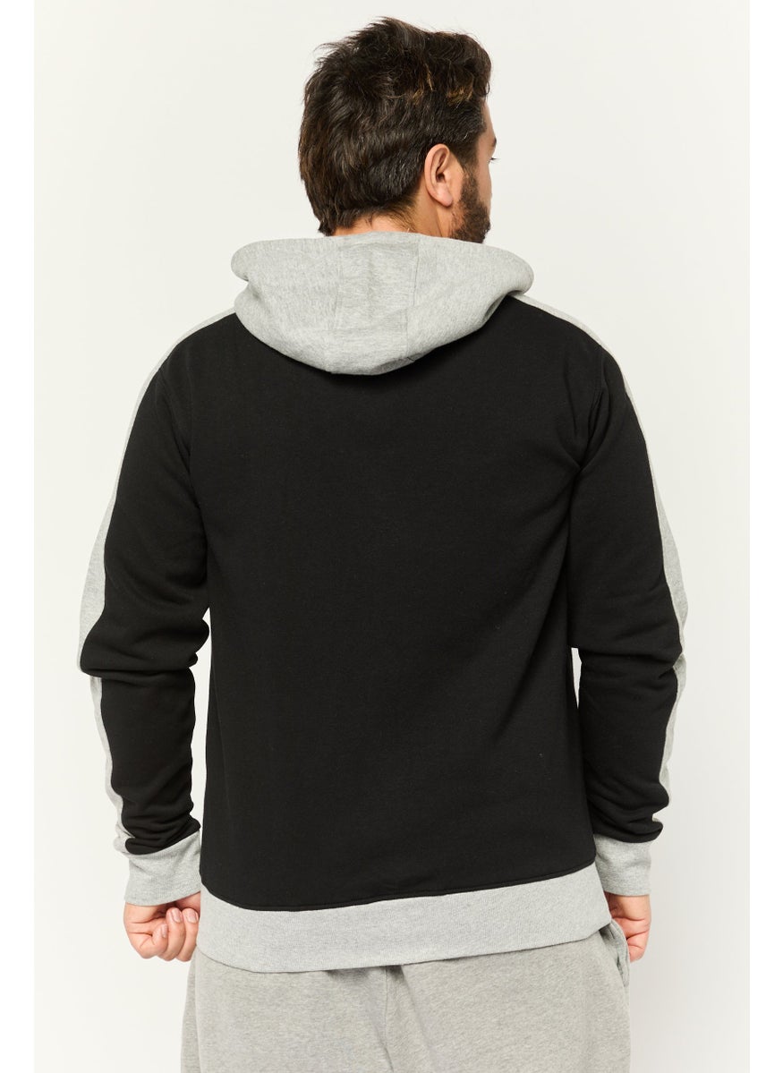 ENRICO COVERI Men Sportswear Fit Long Sleeve Running Sweatshirts, Black/Grey  - Image 3