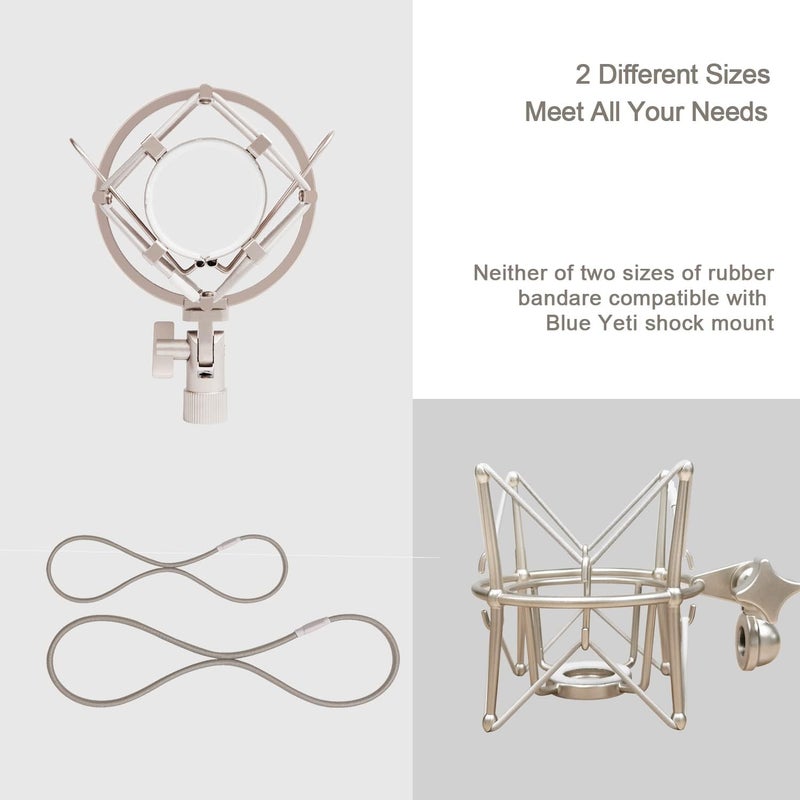 boseen Universal Elastic Bands Replacement, Anti-Aging Rubber Ring for Microphone Shock Mount Holder Clamp Clip, Set of 4 (Gray) - Image 2