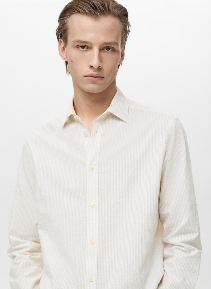 Mango Man Striped Seersucker Shirt  - Image 4