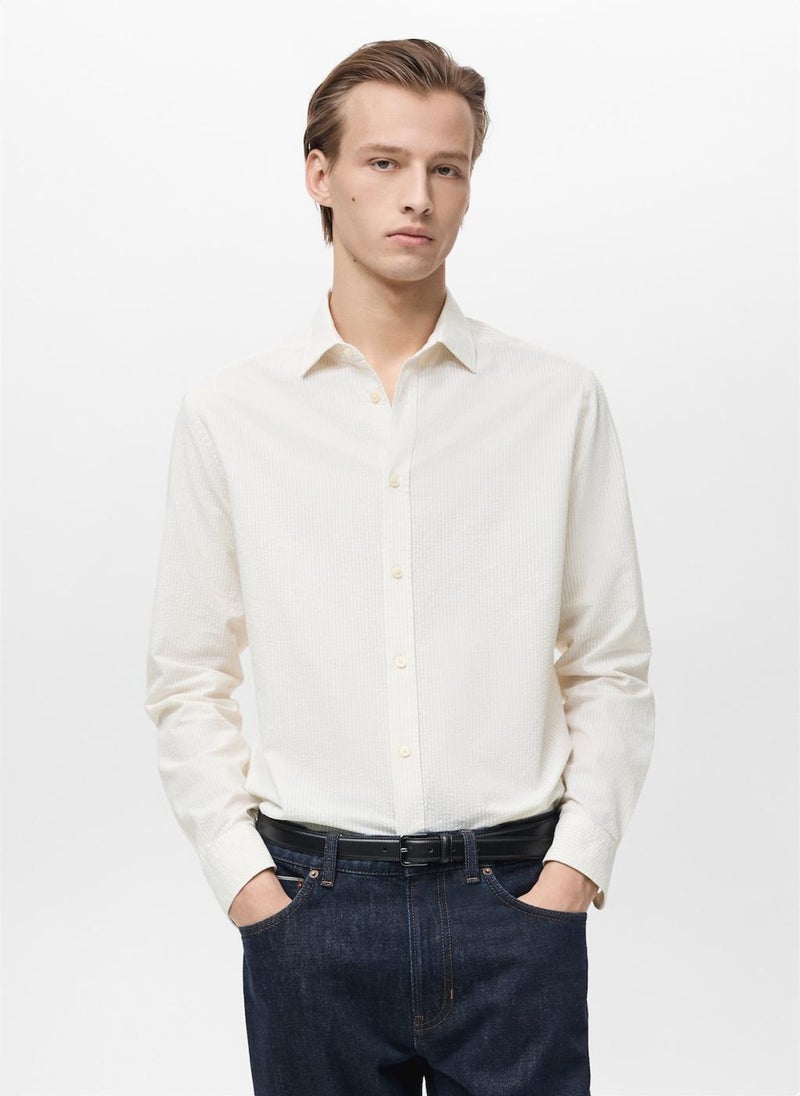 Mango Man Striped Seersucker Shirt  - Image 1