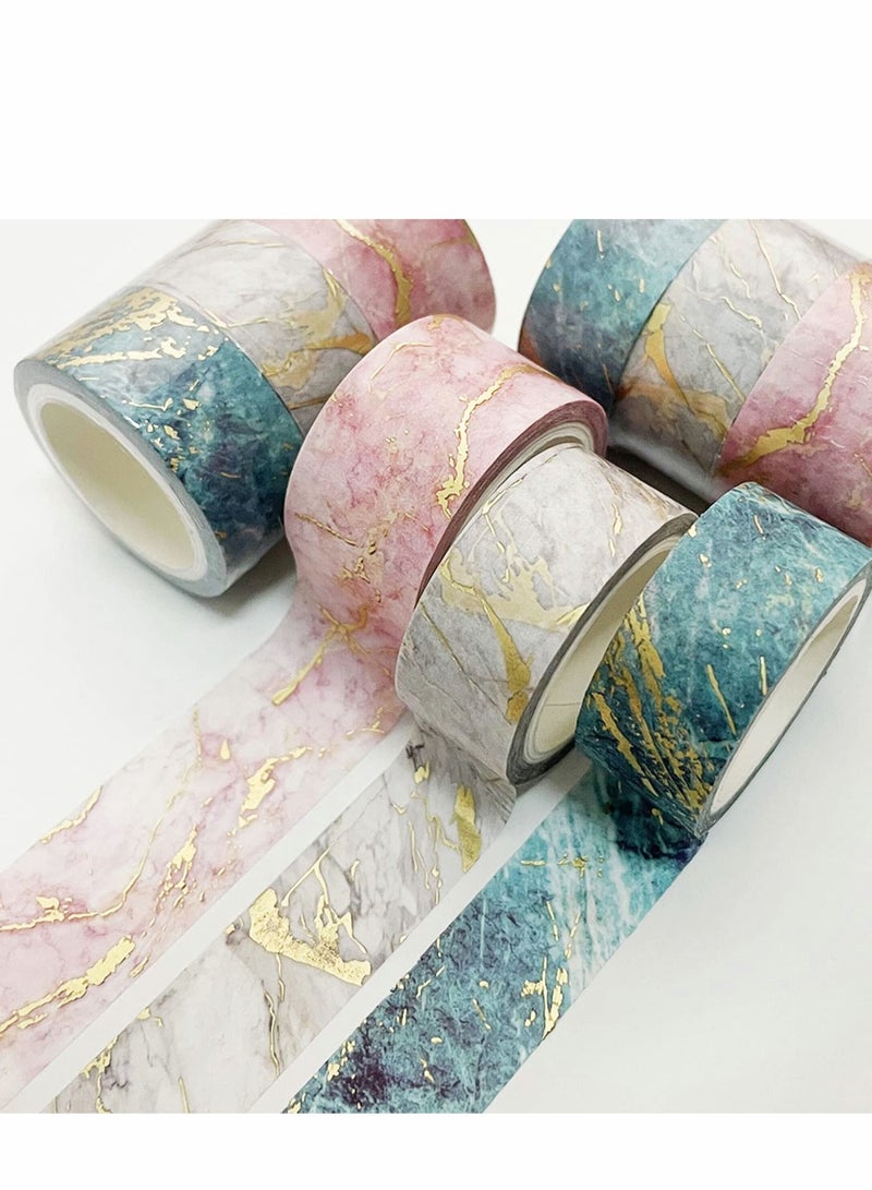 Washi Tape Set, 3 Rolls Gold Veins Gorgeous Foil Masking Set Decorative for Arts, DIY Crafts, Journal Supplies, Planners, Scrapbook, Card/Gift Wrapping (Marbling Patterns) - Image 3