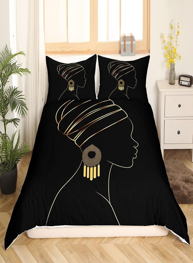 Feelyou Black Women Comforter Cover Set Ethnic Afro African Bedding Set Traditional Exotic Duvet Cover Set Tribal Quilt Cover 1 Duvet Cover with 2 Pillowcases Queen - Image 1