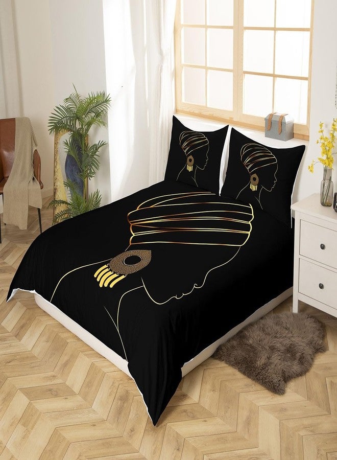 Feelyou Black Women Comforter Cover Set Ethnic Afro African Bedding Set Traditional Exotic Duvet Cover Set Tribal Quilt Cover 1 Duvet Cover with 2 Pillowcases Queen - Image 2