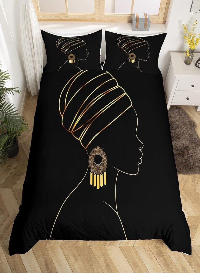 Feelyou Black Women Comforter Cover Set Ethnic Afro African Bedding Set Traditional Exotic Duvet Cover Set Tribal Quilt Cover 1 Duvet Cover with 2 Pillowcases Queen - Image 3